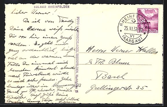 Cartes postales: Rheinfelden, Teilansicht mit Flusspartie – D'occasion à Berlin par bartko-reher 1