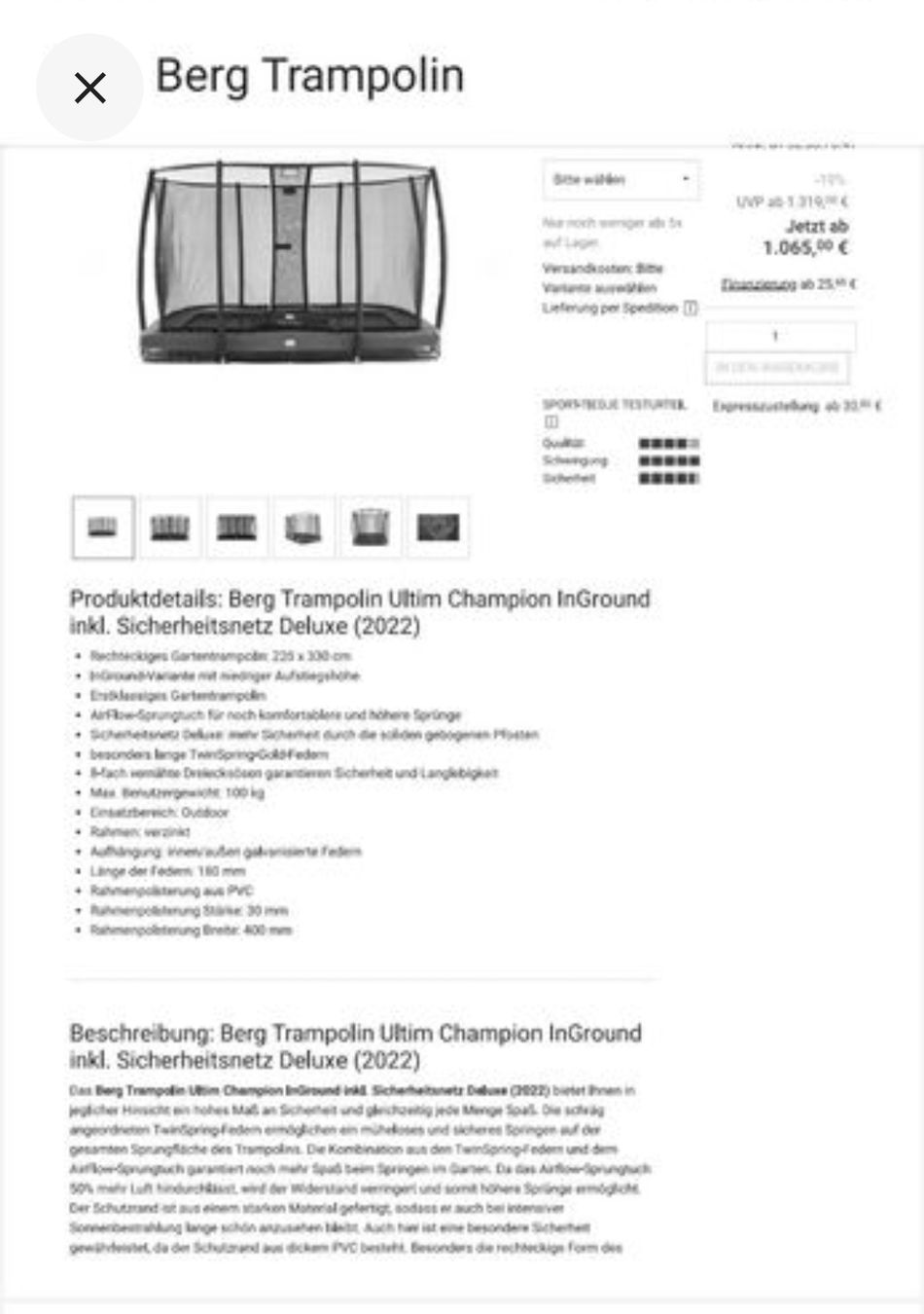 Trampolini: BERG INGround Tramolin 220x330 – Usato da Engwang venduto da mumbi88 2