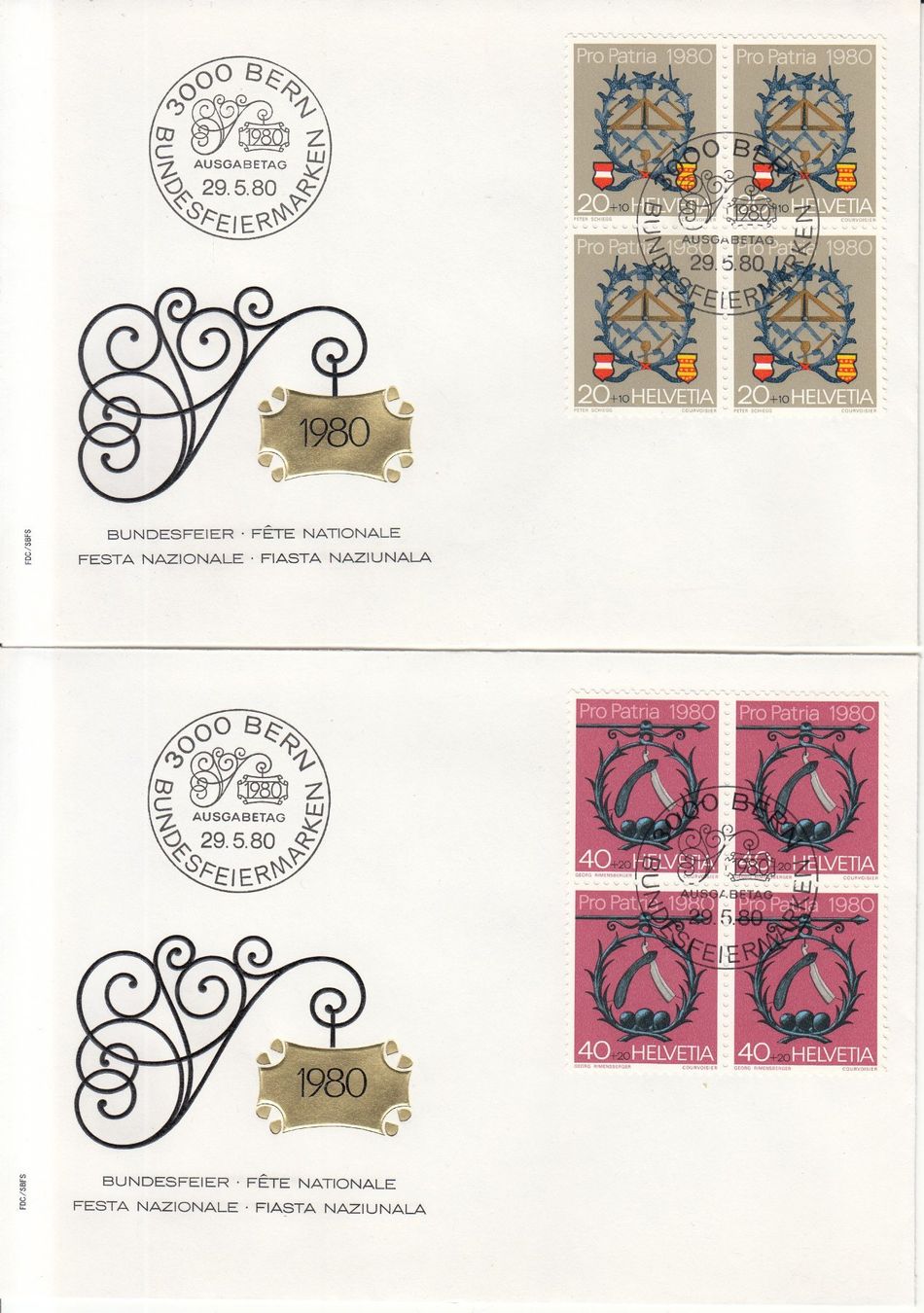 Tutti i francobolli: SBK B186 - B189 im 4er-Block FDC – Usato da Bürglen TG venduto da StampGraf 1