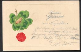 Neujahrskarte Prägekarte mit Schwein