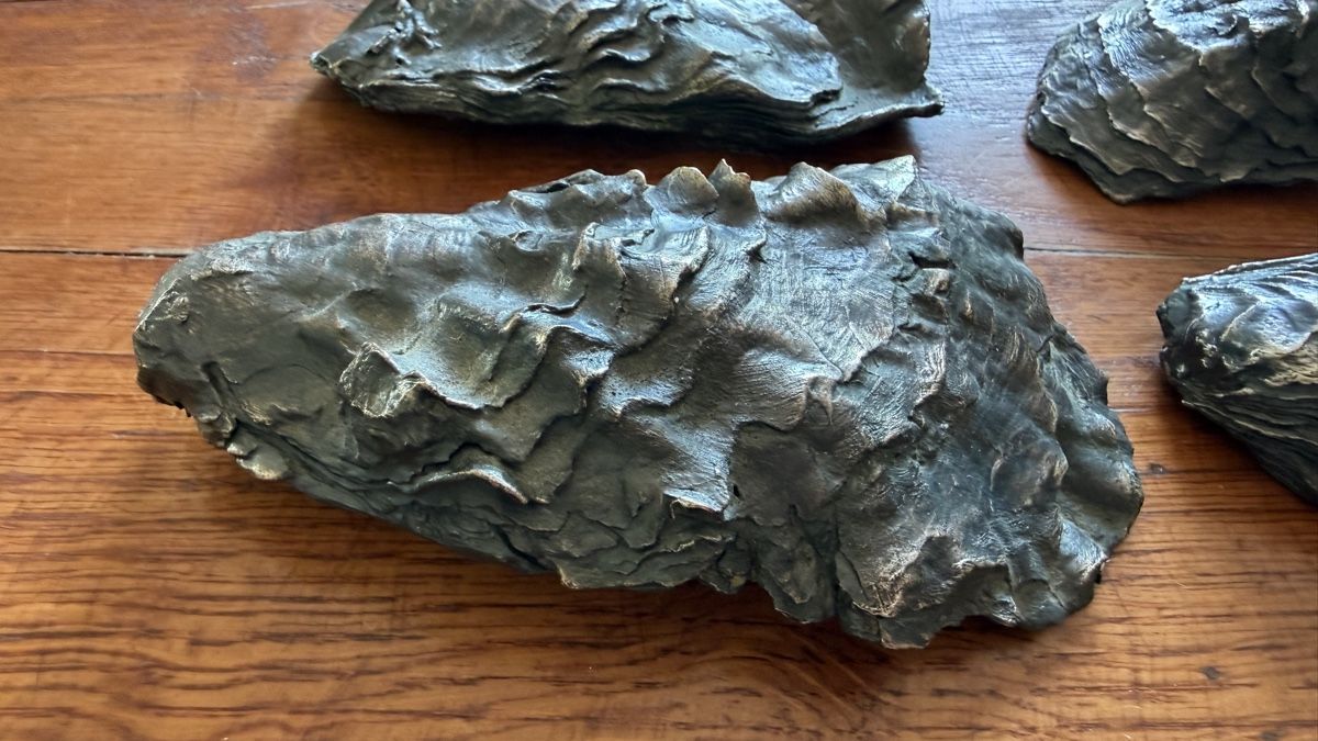 Fossili: 4 Austernschalen mit Silberüberzug antik – Usato da Riedholz venduto da Frettchen63 3