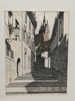 Otto Kaiser, Federzeichnung: Totengässlein in Basel