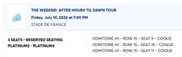 3 Tickets für The Weeknd am 10.07. in Paris