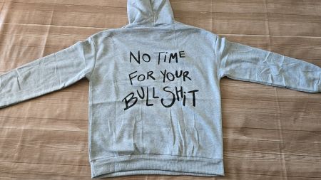 Grauer Hoodie │ L │ „No Time For Your Bullshit“