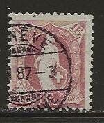 1887 Fr 1.-- Stehende Helvetia, 71A, gestempelt Genève