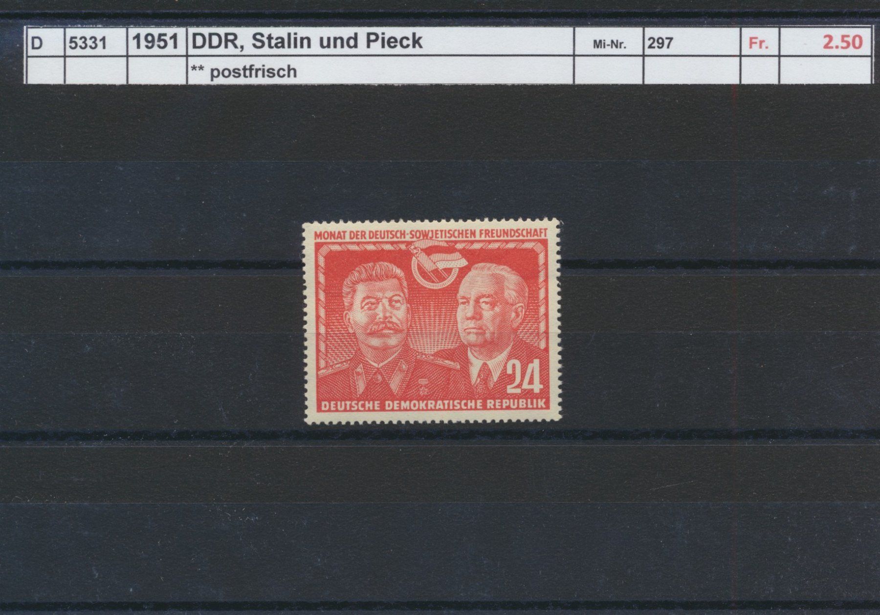 Tutti i francobolli: 1951 DDR, "Stalin und Pieck", ** postfrisch – Nuovo (secondo la descrizione) da Winterthur venduto da Zupogeru