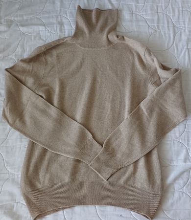 Kaschmir-Rollkragenpullover beige Grösse 42, Top Zustand