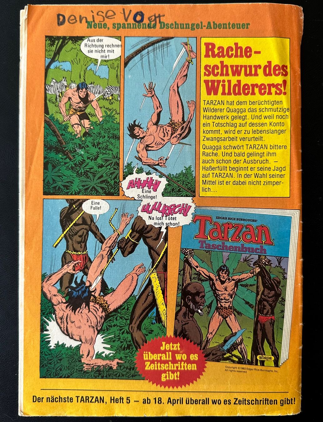 Comics: Tarzan Heft Nr. 4 1983 – Gebraucht aus Seltisberg von quadartswiss 1