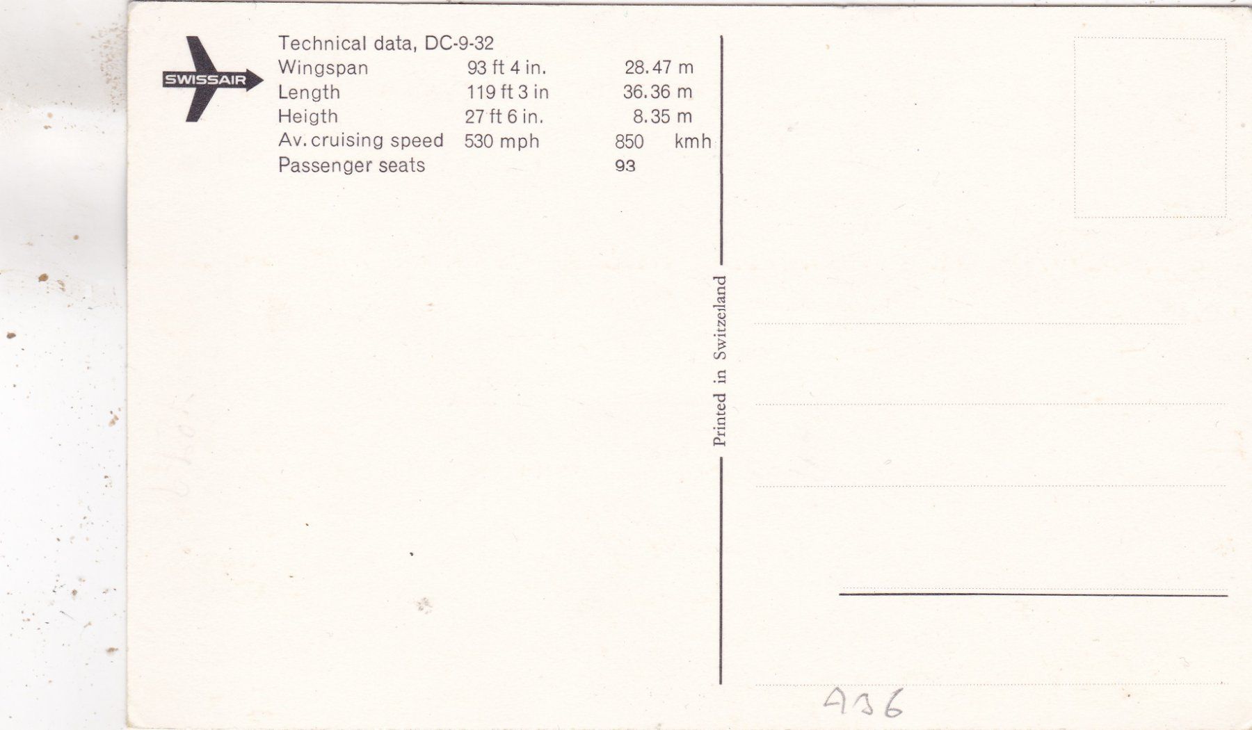 Ansichtskarten: Swissair DC-9-32 – Gebraucht aus Herisau von Lisegrat2008 1