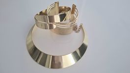 Tris Parure Gioielli Rigidi Color Oro Lucido