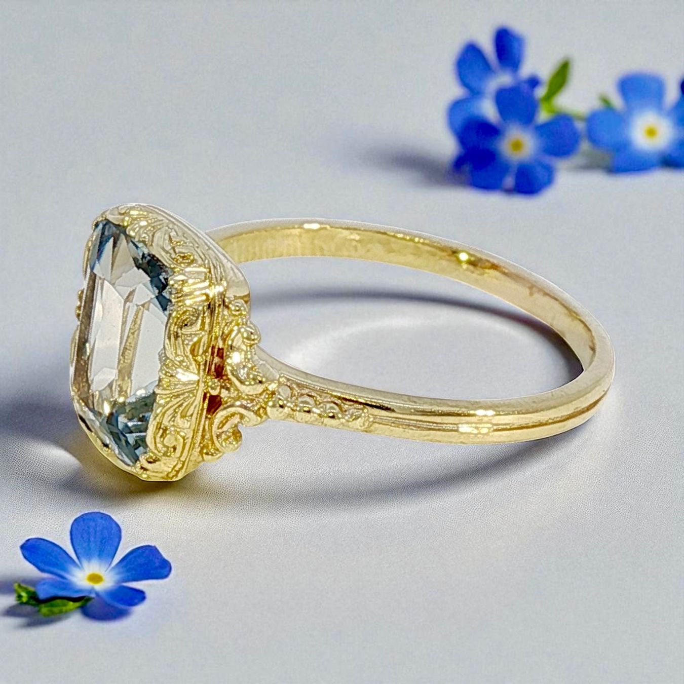 Anelli: Antik Jugendstil Ring 9k Gold mit synth. Blauem Spinell – Usato da Embrach venduto da marufa 4