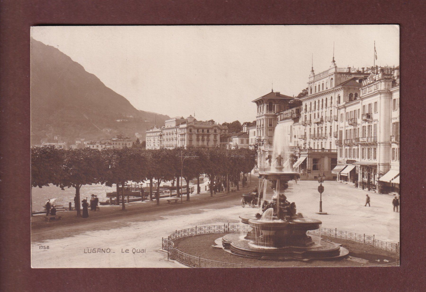 Cartoline postali: LUGANO - Quai et Fontaine – Usato da Pully venduto da nicecards
