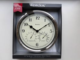 Westclox - 12" Indoor/Outdoor Wall Clock with temp&humidity