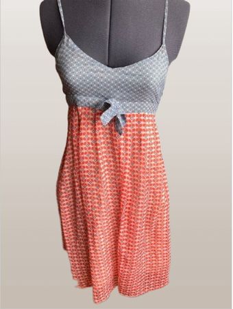 Hübsches Strandkleid orange-grau Gr. XS - 230701