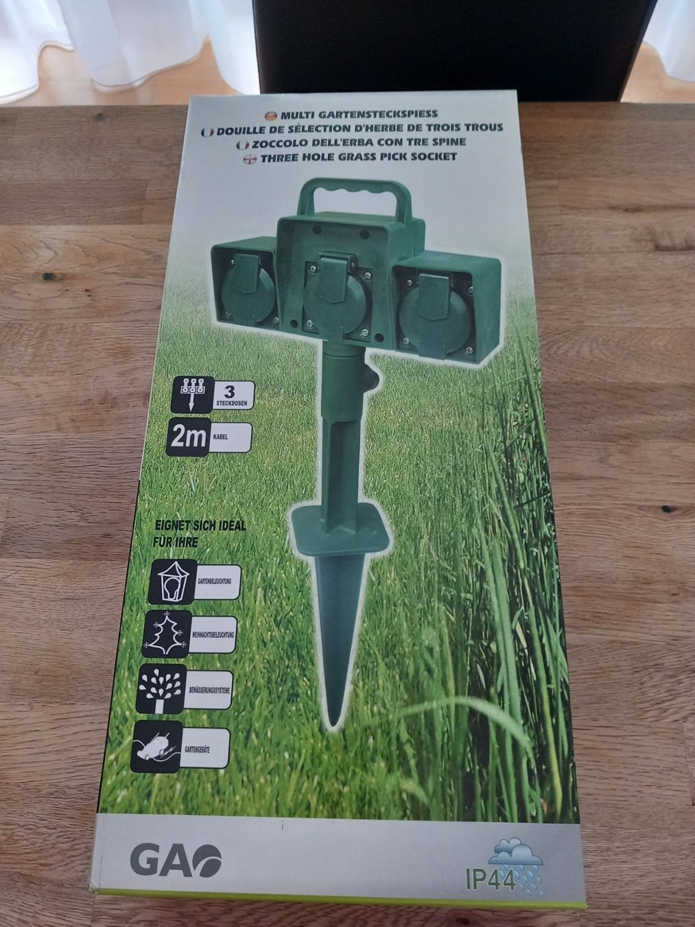 Spine: Multi Gartensteckspiess mit 3 Steckdosen – Nuovo e nell'imballaggio originale da Thun venduto da Beroshop 2