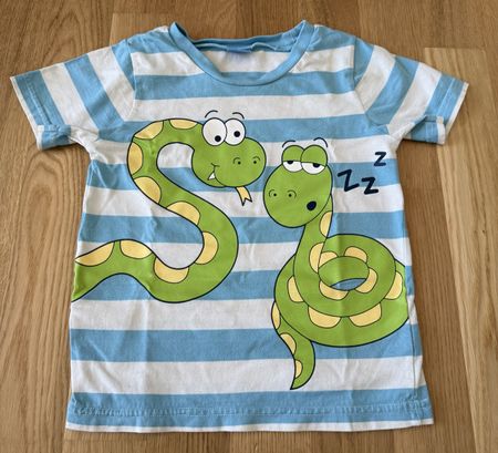 T-shirt rayé bleu KIDS, taille 98 / avec motif serpent! 🐍 