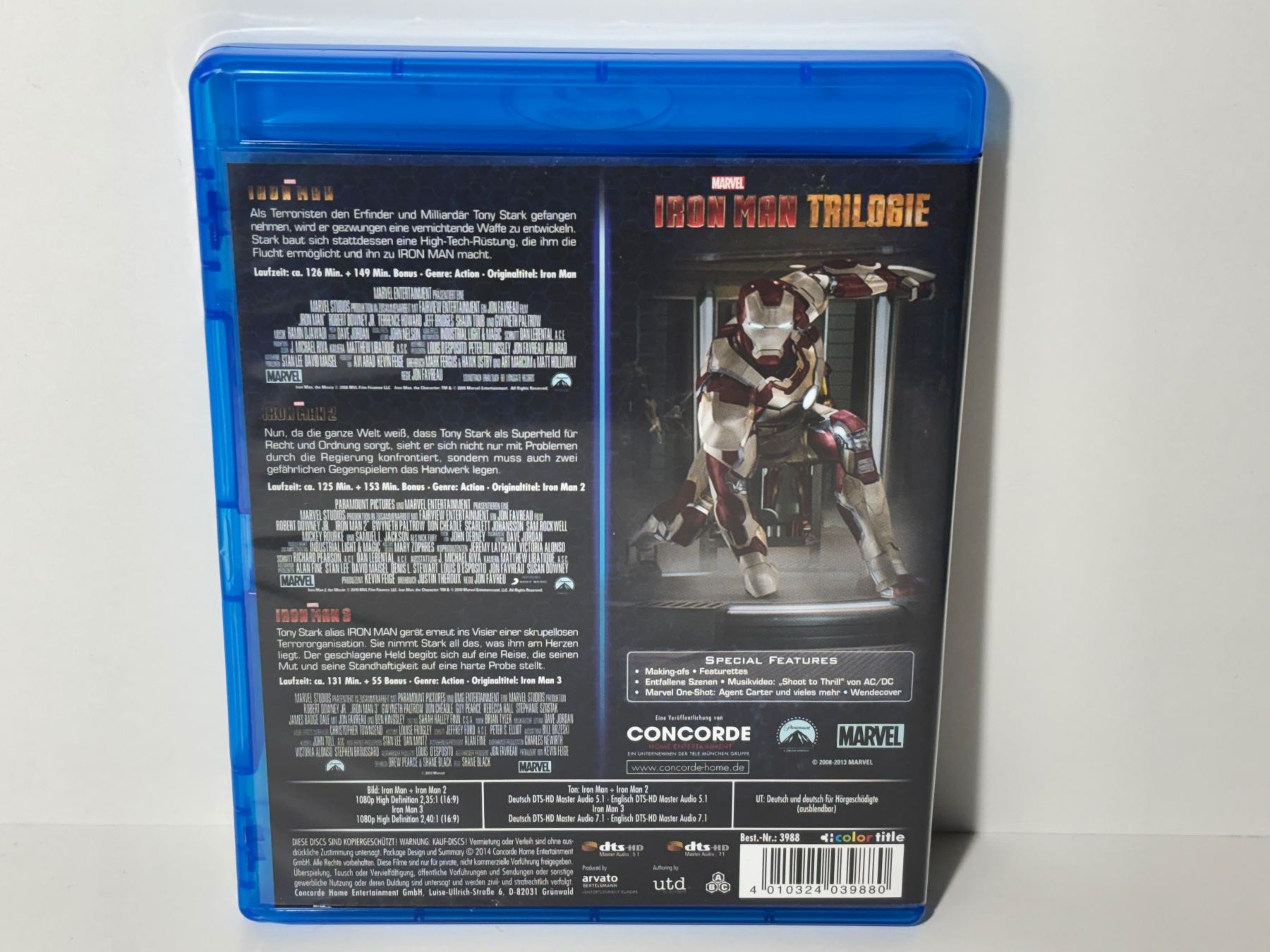 Tutti i DVDs: Iron Man 1-3 Blu Ray – Usato da Wilderswil venduto da Sstriker 1