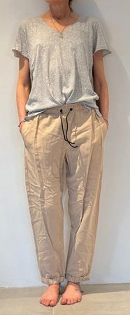 Pantalon très léger beige en coton et lin de Maison Scotch