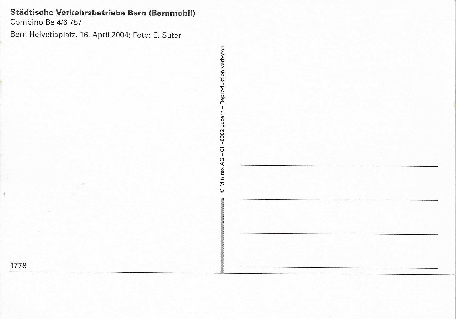 Cartoline postali: Bernmobil Combino Be 4/6 757 – Nuovo (secondo la descrizione) da Rothrist venduto da Stranglehold 1