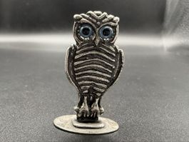 Vintage Eule mit blauen Augen Metall