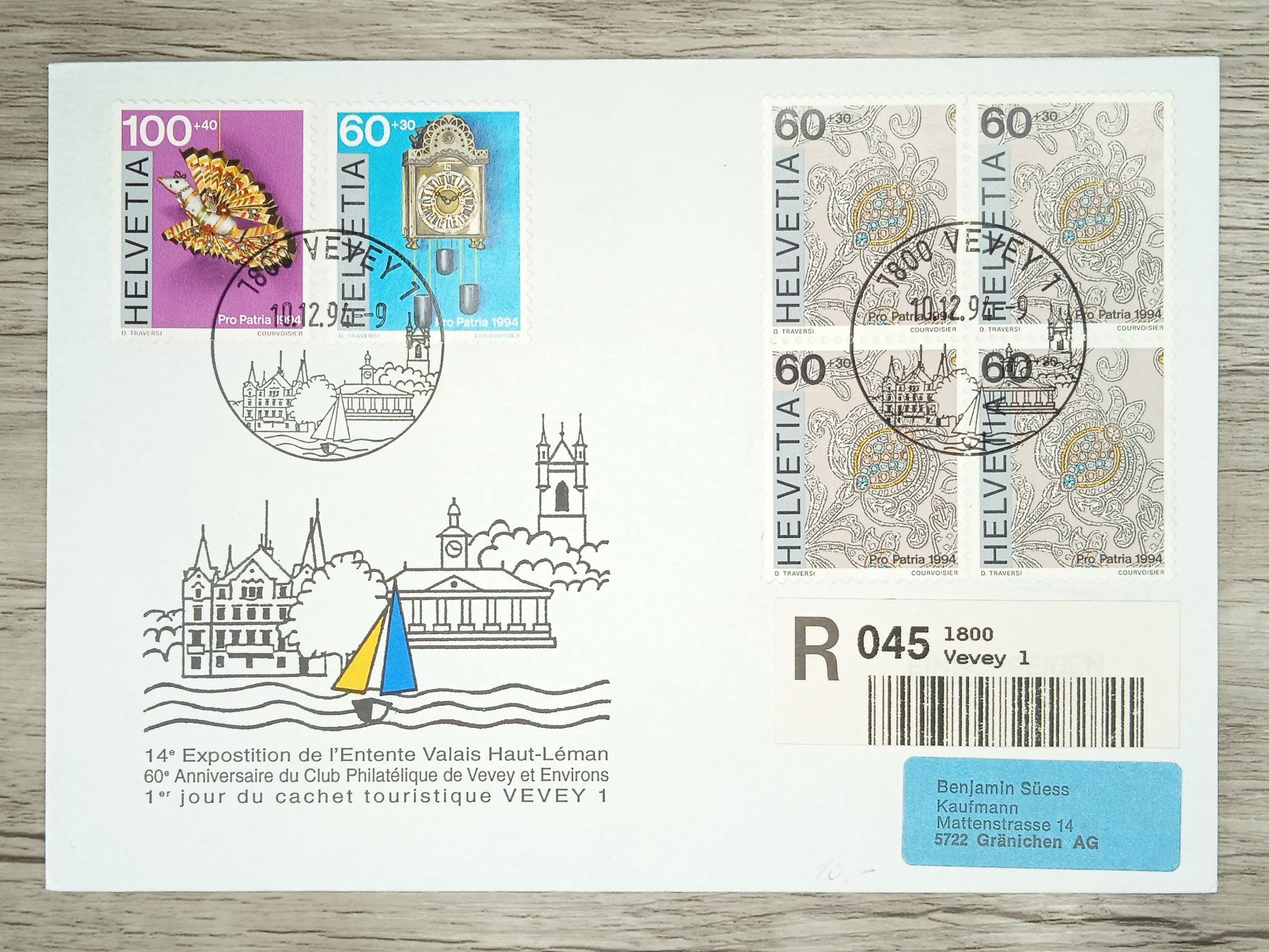 Tutti i francobolli: TR94 Enveloppe Suisse 1994 – Usato da Cousset venduto da Patrick_Collections