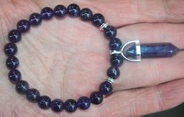 Armband X-310 – Amethyst Perlen mit Säule - elastisch