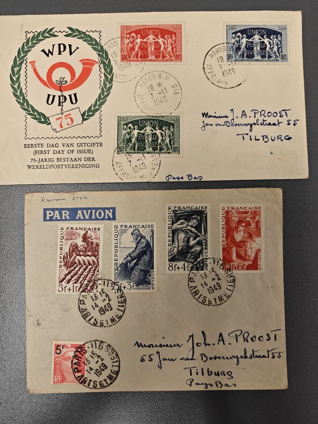 Alle Briefmarken: FDC Briefe mit Stempel Paris 1949-1975 – Gebraucht aus Wädenswil von alex-maxima 7