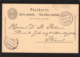 GS 5 Rp , Stabstempel Solothurn , gel. 12.X.1894