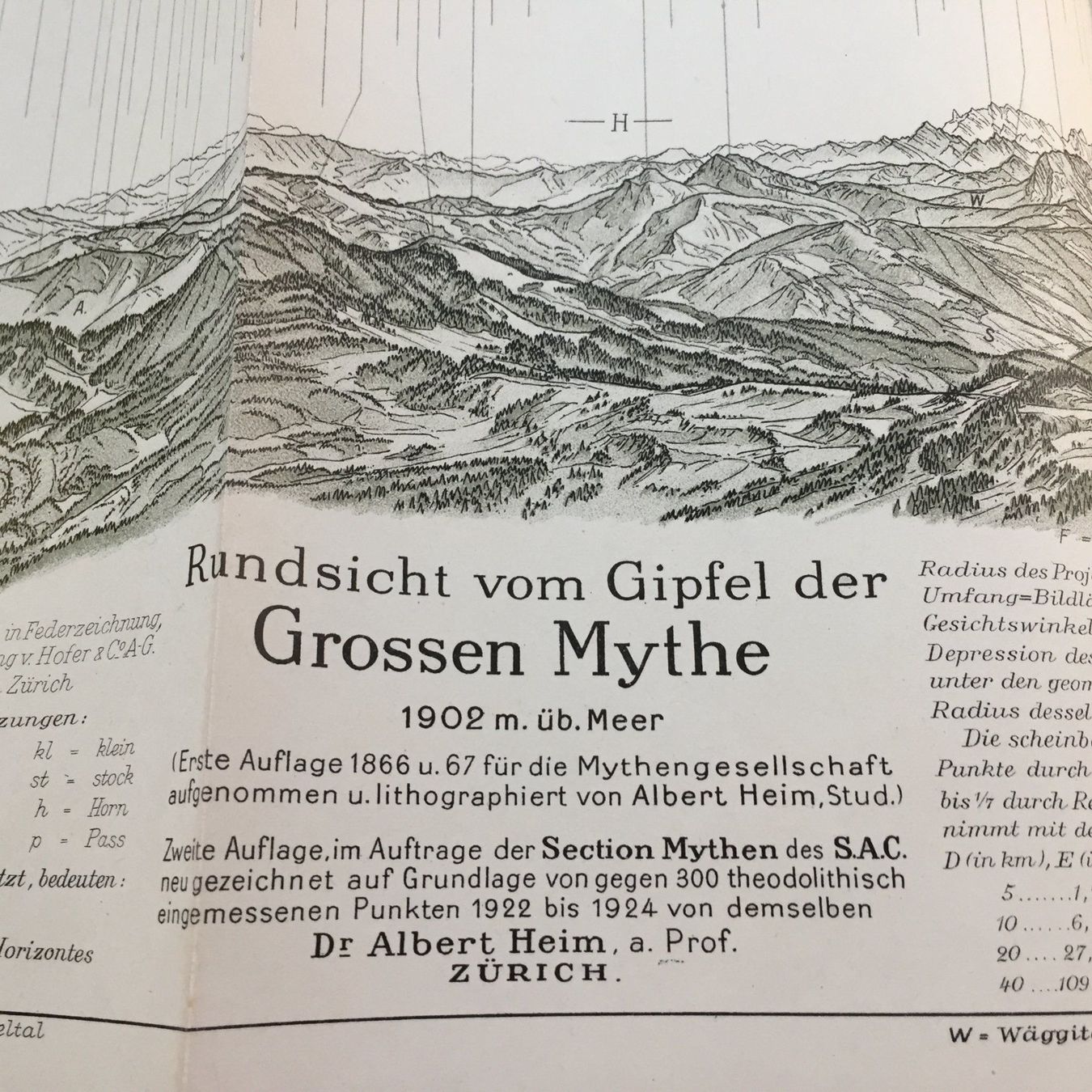 Cartine & Atlanti: Mythen Rundsichtpanorama 1924 ORIGINAL – Usato da Trachslau venduto da post35