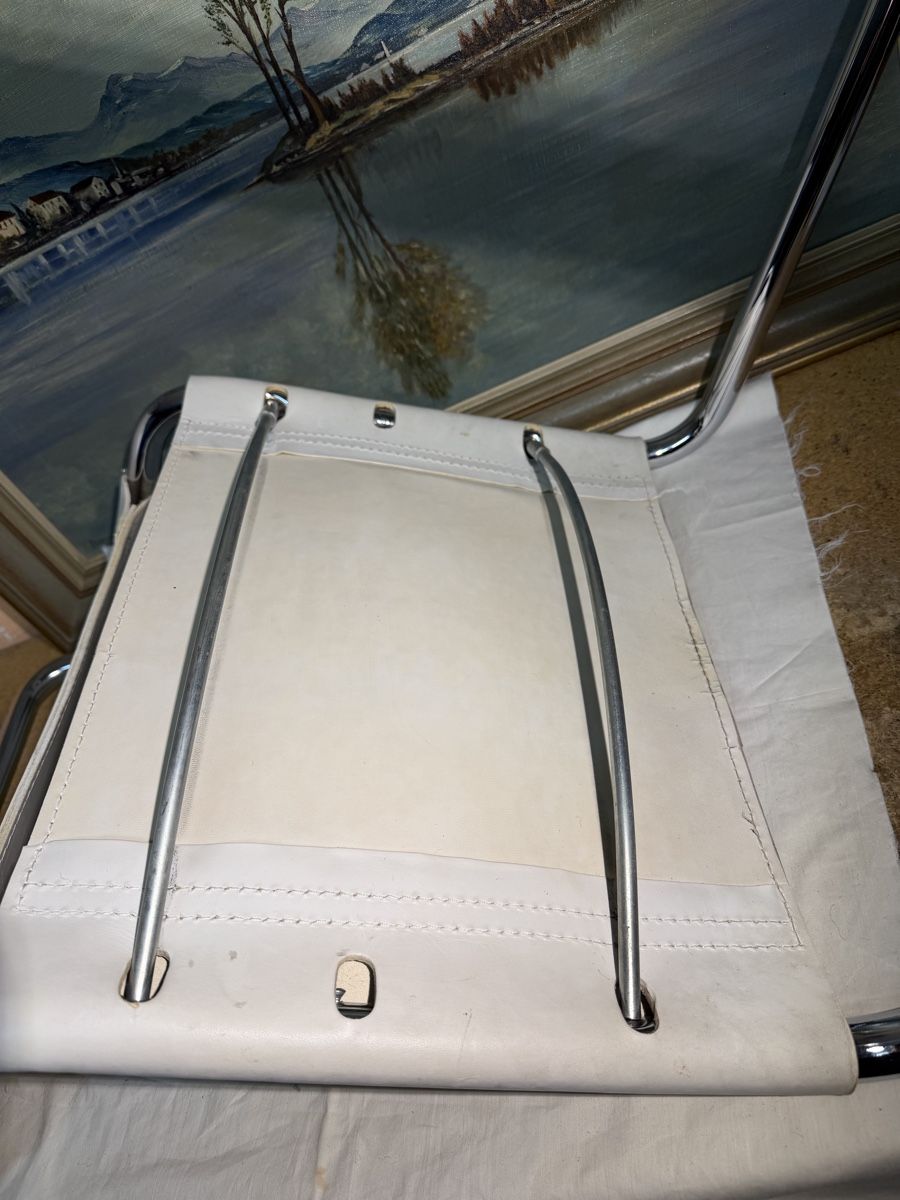 Sedie: Freischwinger Stuhl, Leder weiss, Chromgestell – Usato da dietikon venduto da fernando011 6