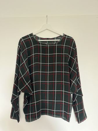 Seide Damen Bluse Pierrot & Pierrette kariert schwarz rot L