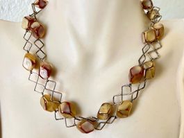 Vintage Handgefertigte Achat-Longkette im Retro-Design 76 cm