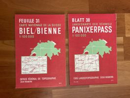 Landkarten Bl 31 Biel/Bienne & Bl 38 Panixerpass 
