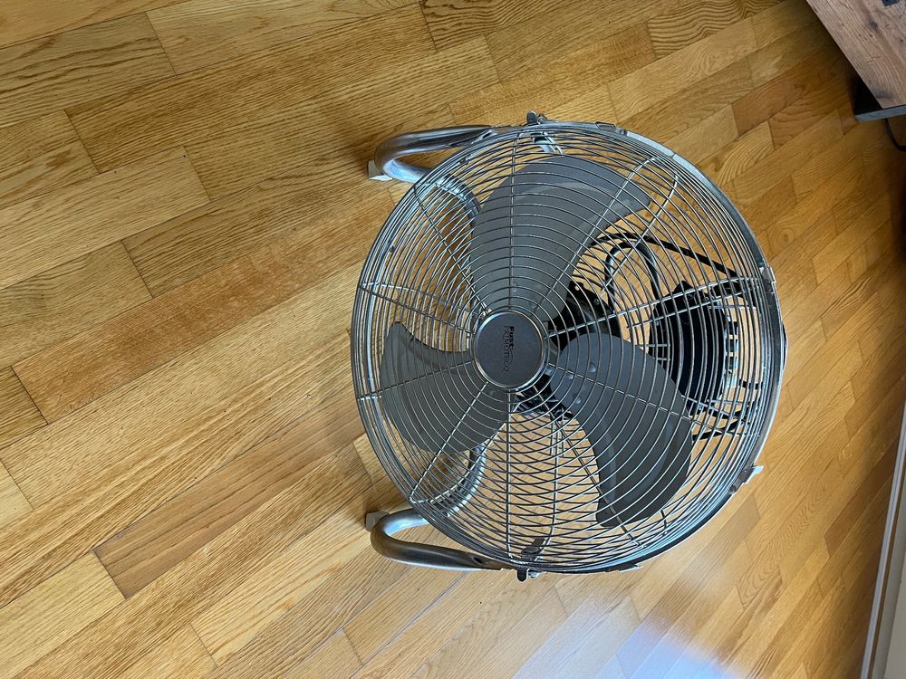 Bodenventilator Ganzmetall verchromt 50cm, 3-Stufen-Schalter (Gebraucht