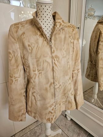 Bequeme Jacke Blazer Grösse 38 Beige Leopardmuster