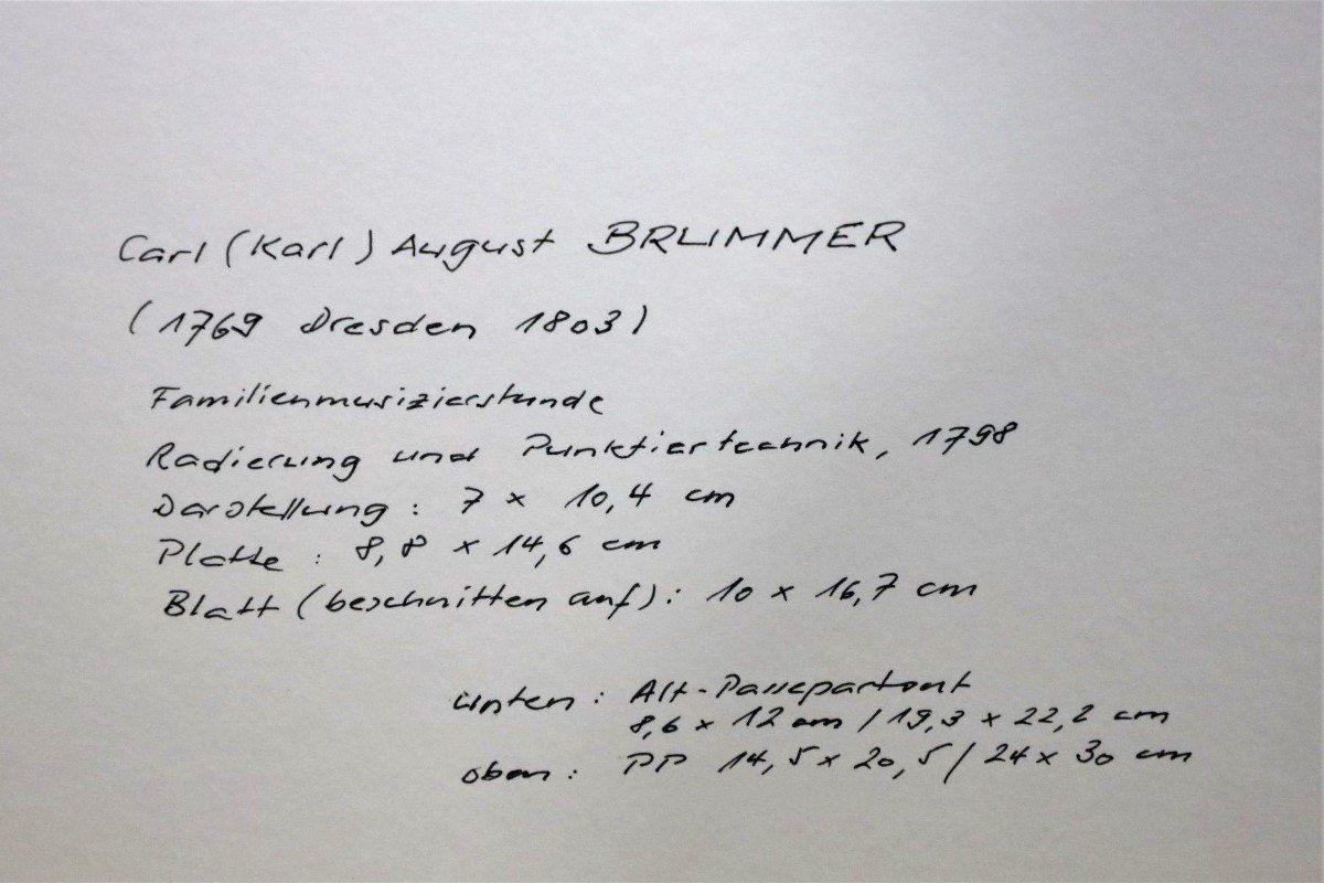 Gemälde: Carl August Brummer, Radierung, "Musizierstunde 1798" – Gebraucht aus Zug von Kunst-Fundgrube 4