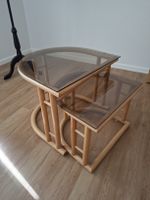 Tischset Bambus Glasplatte Rauchglas guter Zustand