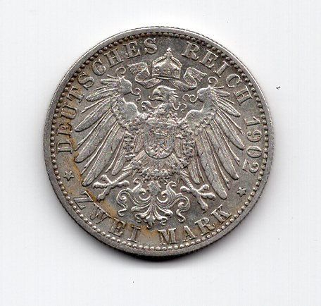 Tutti le monete: (739) Württemberg, 2 Mark 1902, vz – Usato da Rüthi (Rheintal) venduto da erdnuessli1