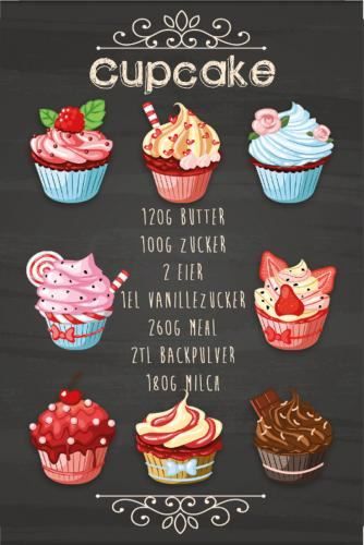 Insegne: Blechschild-CUPCAKE REZEPT – Nuovo e nell'imballaggio originale da Rupperswil venduto da big-one-sale