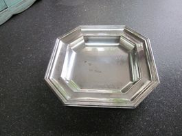 Achteckige Vintage Platte, Tablett, Schale OLRI versilbert
