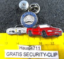 MERCEDES 2xCABRIOS MIT LOGO GEPRÄGT AUTO 2nPIN SECURITY-CLIP