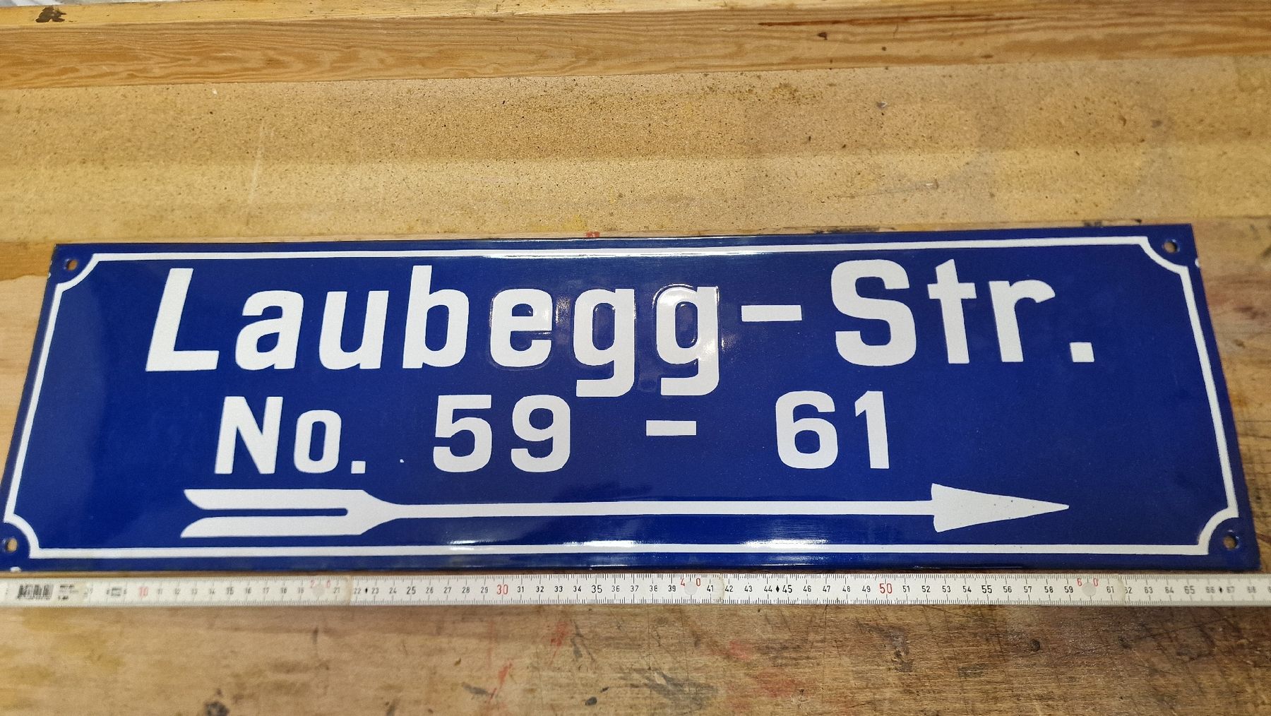 Insegne: Emailschild "Laubegg-Str. No. 59 - 61" – Usato da BERN venduto da Intarsia