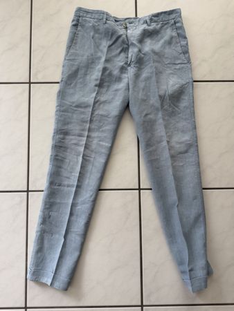 Leinen Hose hellblau 120% Lino, Grösse 46 