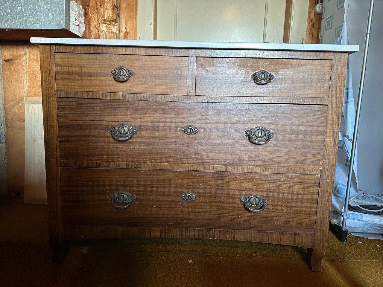 Cassettiere: Antike Holzkommode mit Marmorplatte (Biedermeier-Stil) – Usato da Ins venduto da ab_80
