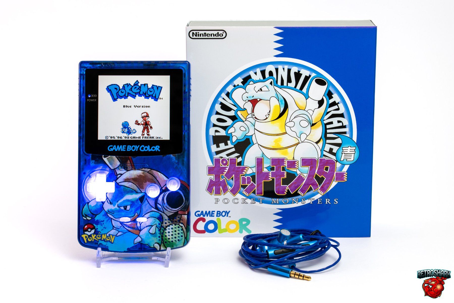 Nintendo Konsolen: GameBoy Color IPS Pokémon Blastoise Edition with LED Buttons – Gebraucht aus Savosa von