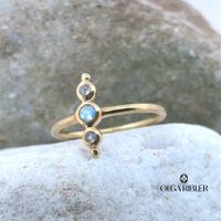 Feiner Ring 925 Sterling Silber mit 3 Mondsteinen Grösse 60