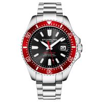 🇺🇸 Ⓡ Stührling New York Herrenuhr Silber, Rot 10 Bar NEU
