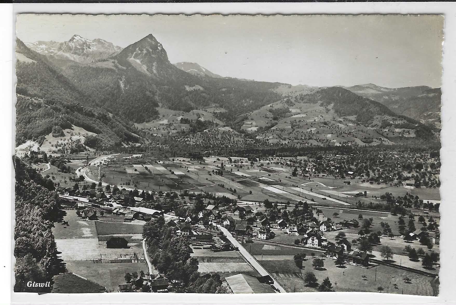 Cartoline postali: 5.8.43 Flugbild GISWIL mit Bahnpoststempel – Usato da Zürich venduto da Hagliweg 1