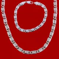 Versilberte Edelstahl Kette & Armband Set, Top!