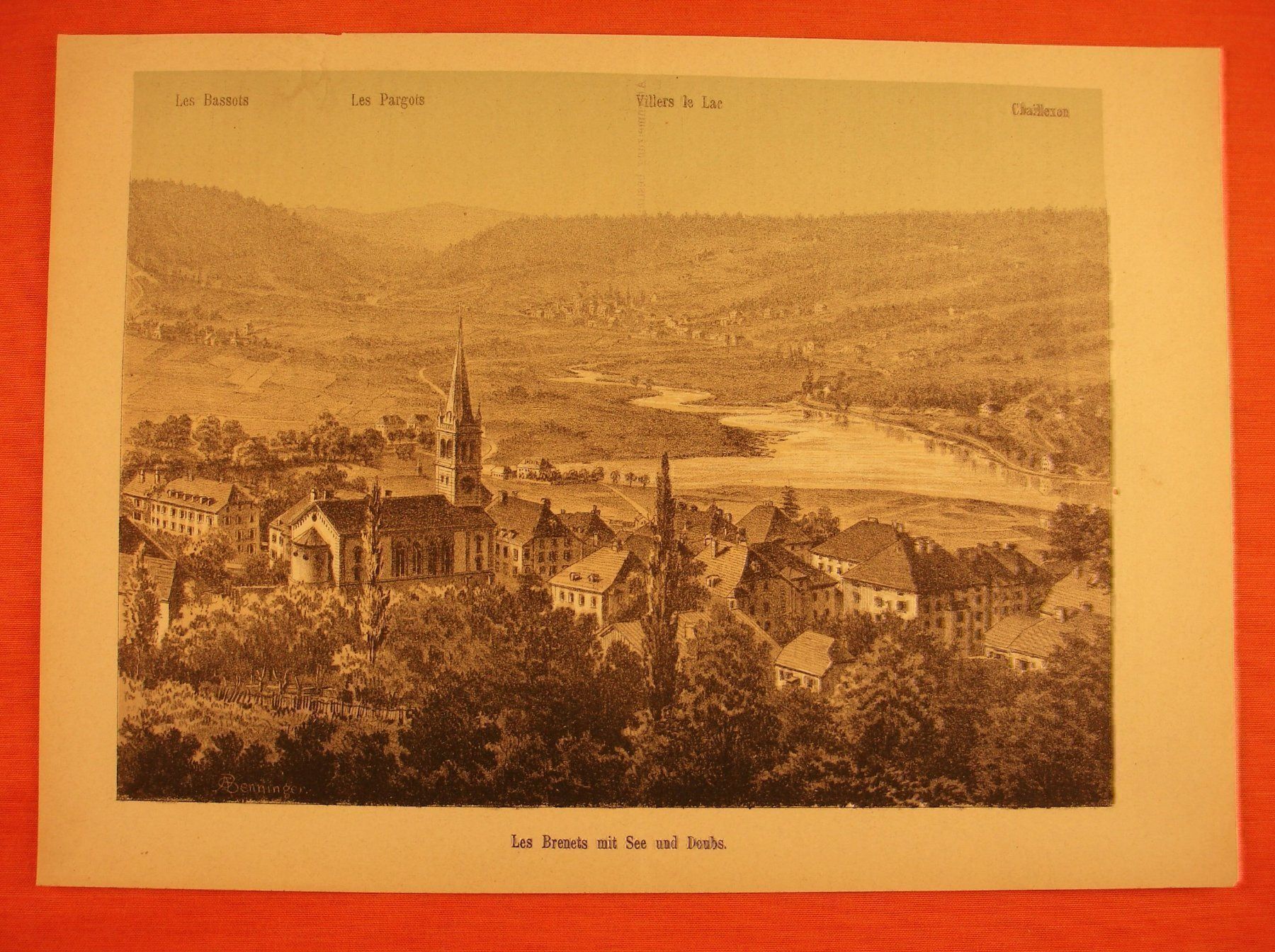 Grafica & Litografie: LES BRENETS MIT DOUBS, LITHOGRAPHIE 1881 – Usato da Grüningen venduto da Kartensammler